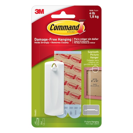 3M 3M Command White Sawtooth Picture Hanger 4 lb 1 pk 17040ES